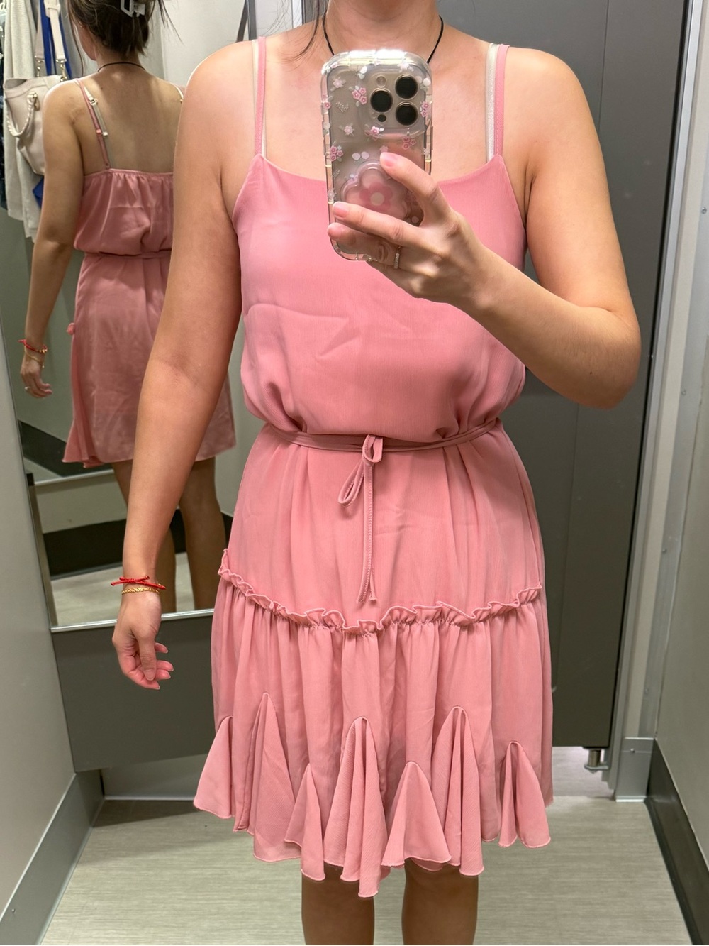 Women's Midi Ruffle Tiered dress - Dusty Pink